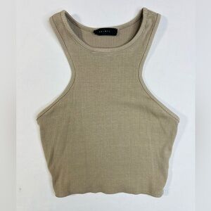 21 Saints Beige Tan Crop Ribbed Racerback Tank Top